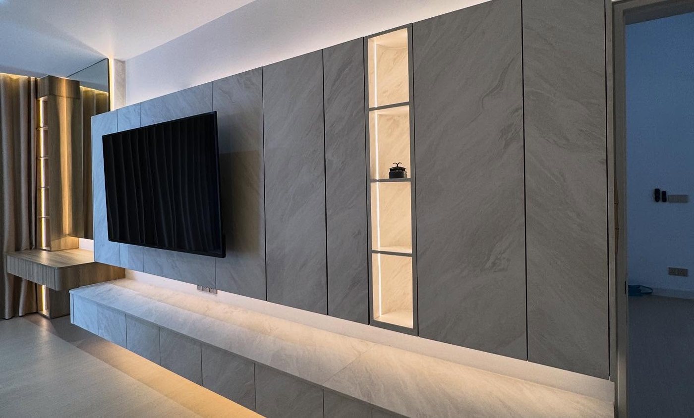 Custom master bedroom TV cabinets, bedroom cabinetry by Kraff